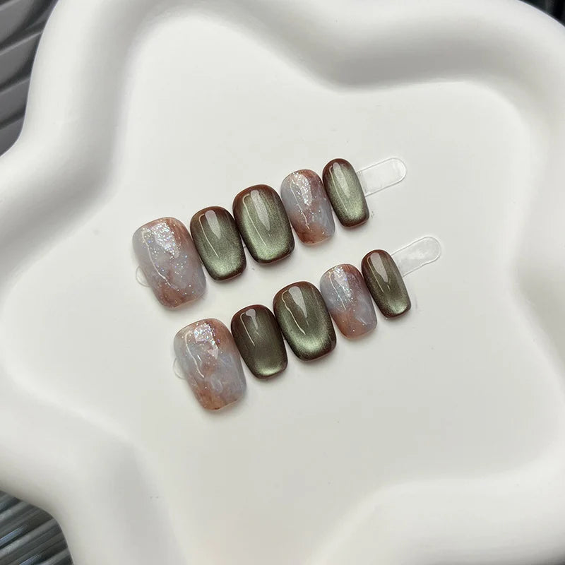 Press-On Nail Tips Short Square Gel-Like Peel-And-Stick