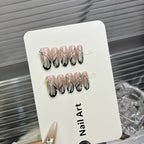 Press-On Nail Tips Short Square Rhinestone Embellished Reusable