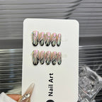 Press-On Nail Tips Short Square Rhinestone Embellished Reusable