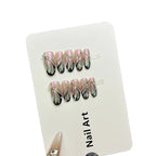 Press-On Nail Tips Short Square Rhinestone Embellished Reusable