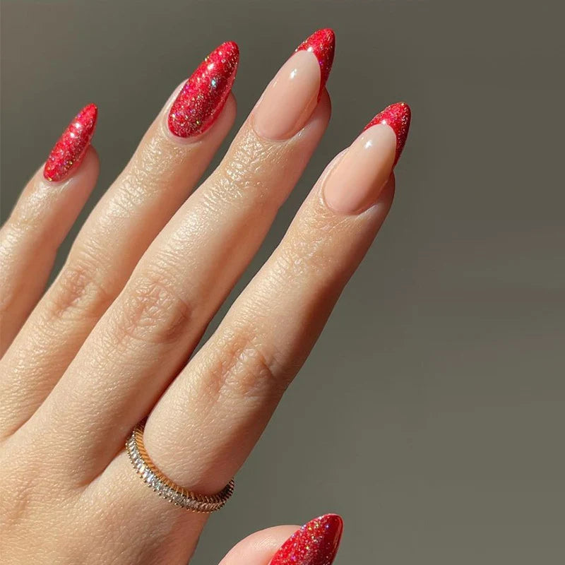 Press-On Nail Tips Stiletto Glitter Peel-And-Stick 24-Count