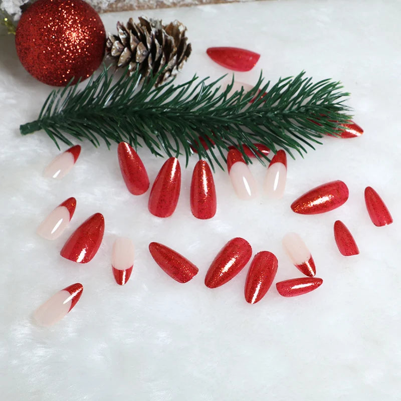 Press-On Nail Tips Stiletto Glitter Peel-And-Stick 24-Count