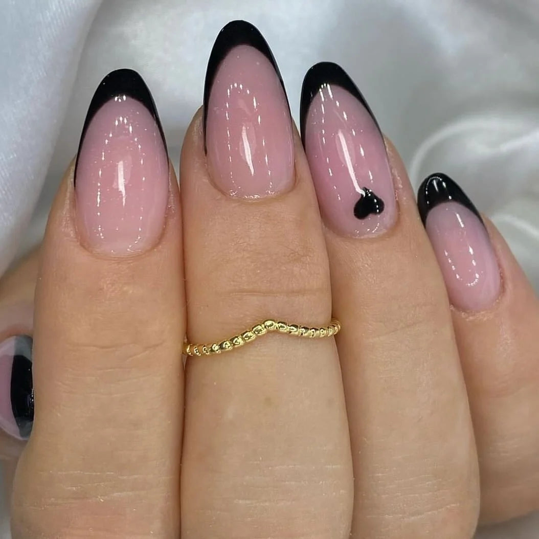 Press-On Nail Tips Stiletto Shape Heart Accents Comfortable Fit