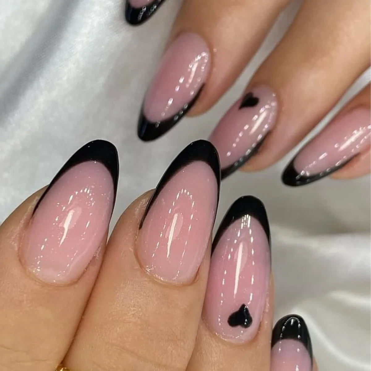 Press-On Nail Tips Stiletto Shape Heart Accents Comfortable Fit