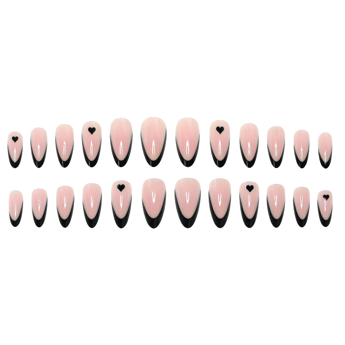 Press-On Nail Tips Stiletto Shape Heart Accents Comfortable Fit