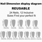 Press-On Nail Tips Teardrop Design 24 Piece Adhesive Strips