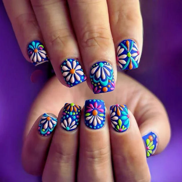 Press-On Nail Tips Vibrant Floral Set of 24