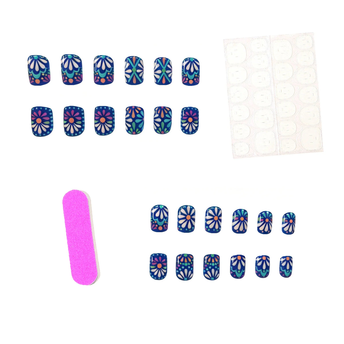 Press-On Nail Tips Vibrant Floral Set of 24