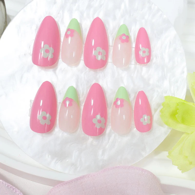 Press-On Nails 20-Piece Assorted Designs & Adhesive Strips