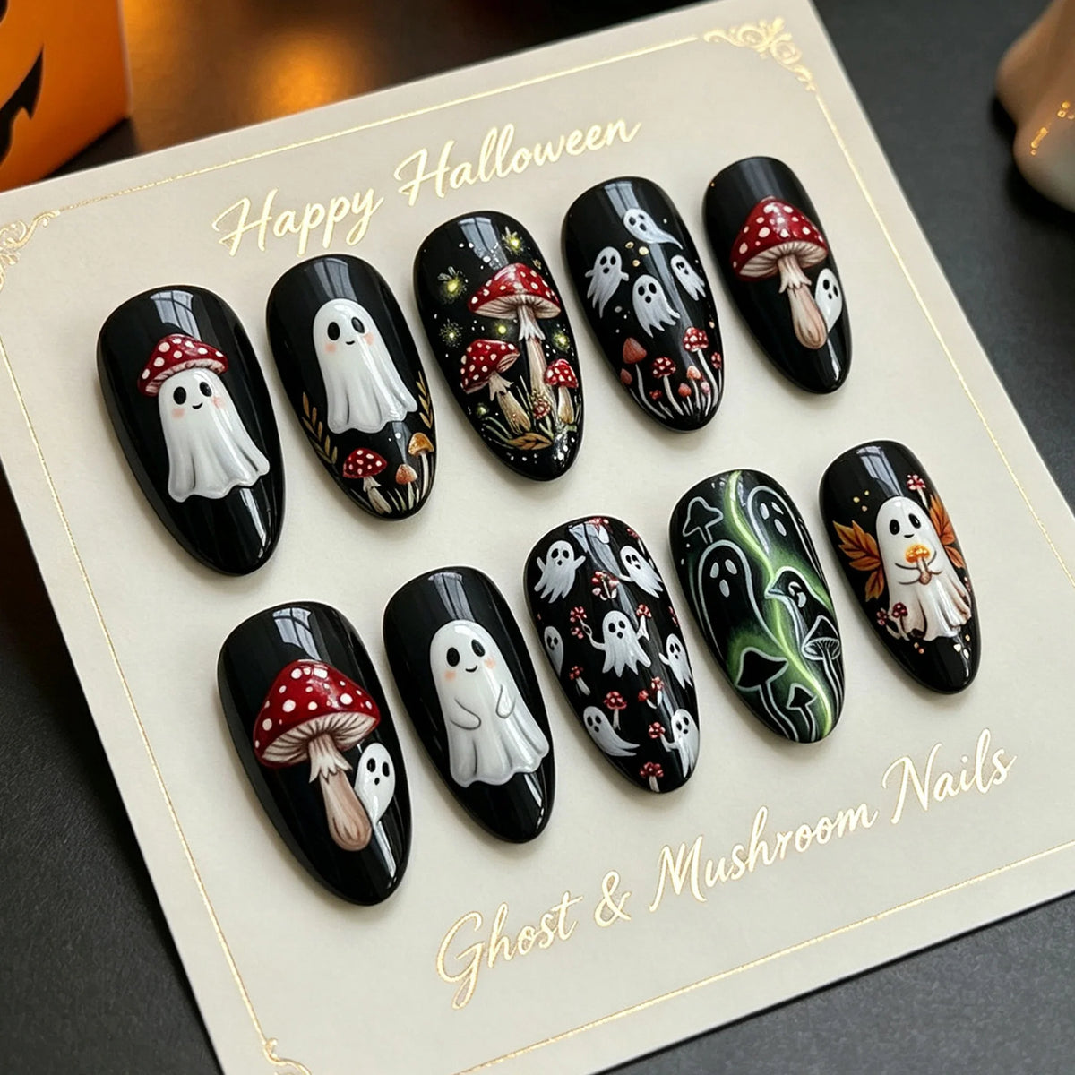 Press-On Nails 24-Piece Intricate Art Kit & Glue
