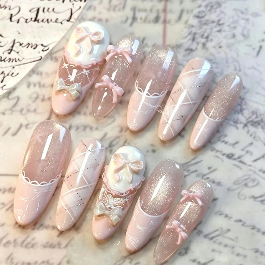 Press-On Nails 3D Bow Embellishments Strong Adhesive