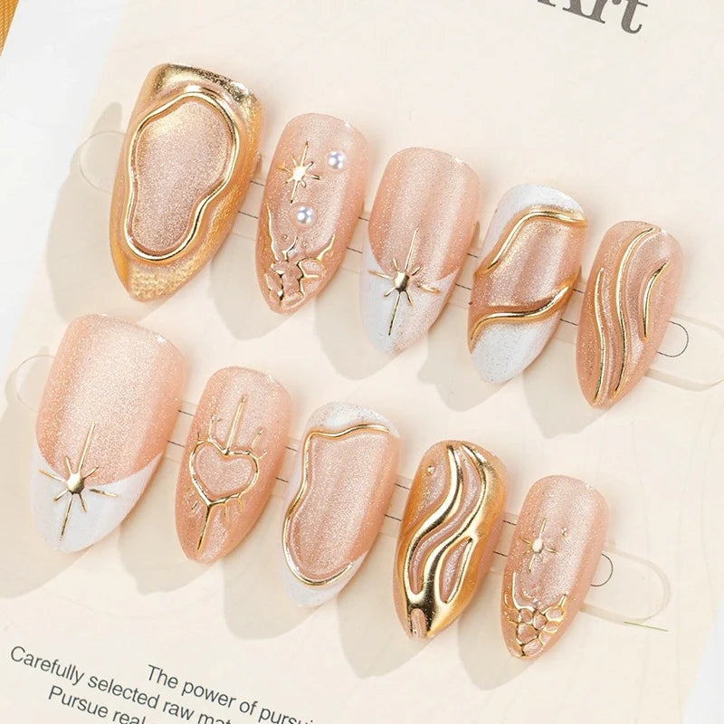 Press-On Nails 3D Crystal Design Long-Lasting Adhesive Pads