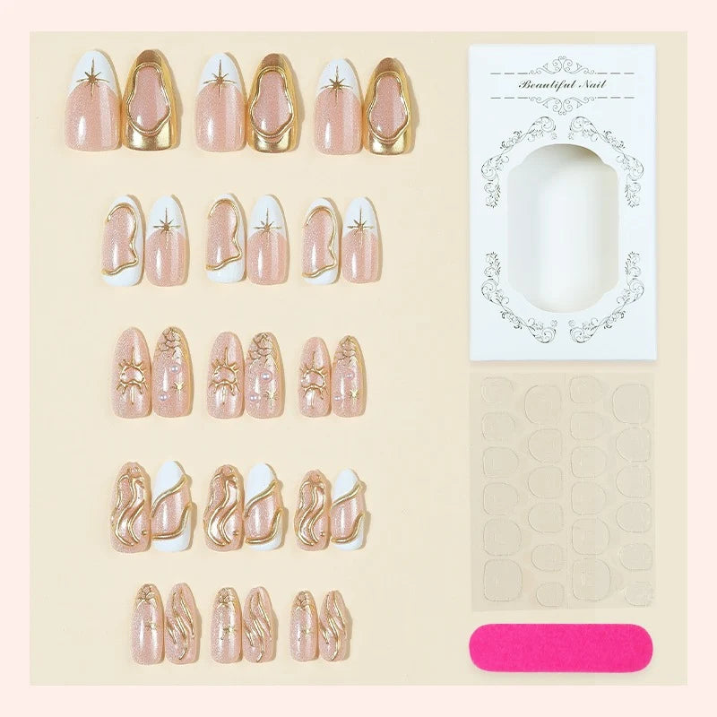 Press-On Nails 3D Crystal Design Long-Lasting Adhesive Pads
