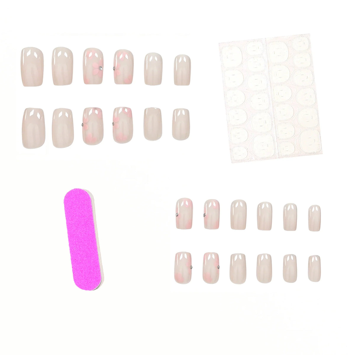 Press-On Nails 3D Floral Acrylic Easy-Apply & Comfortable Fit