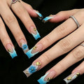 Press-On Nails 3D Floral Acrylic Set of 24