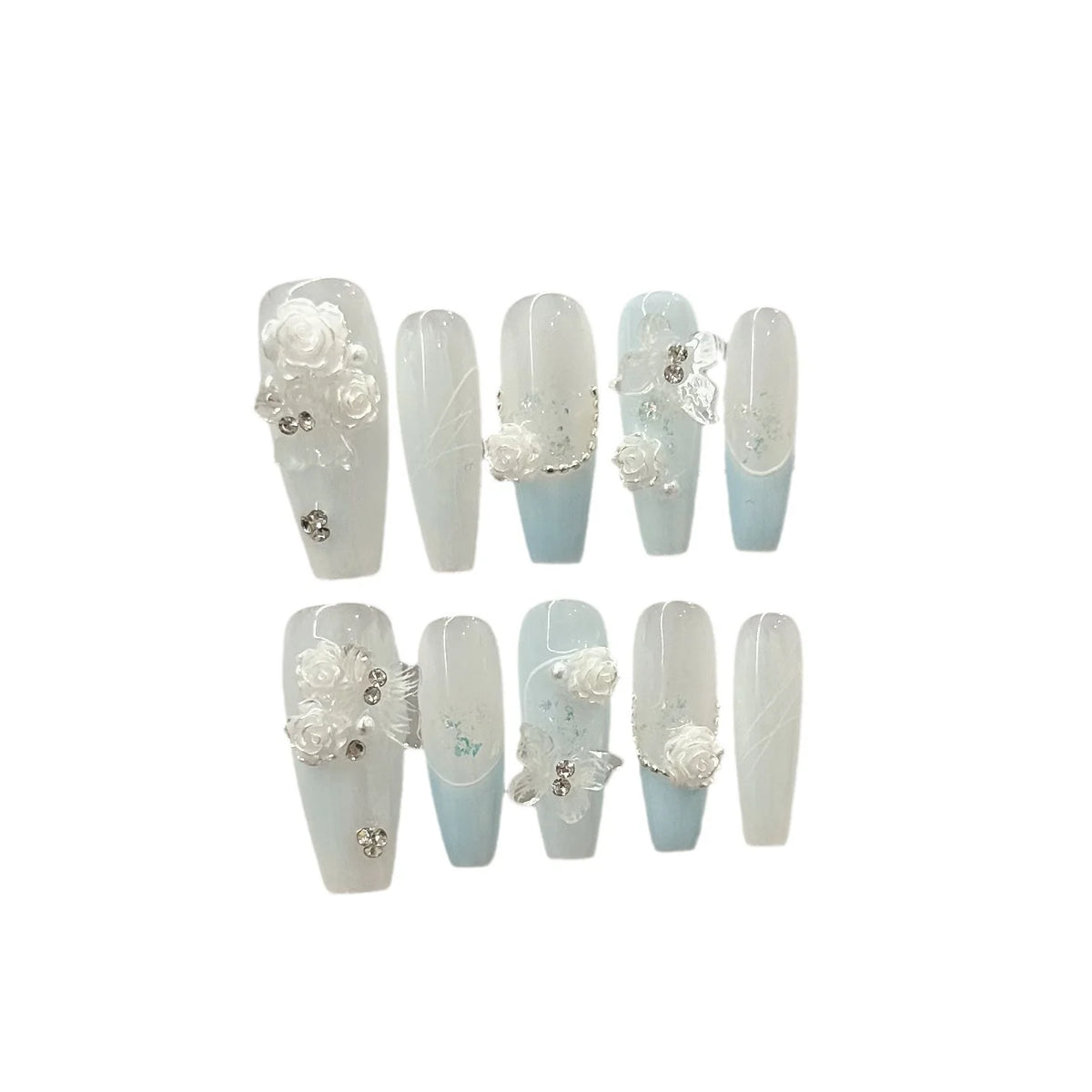 Press-On Nails 3D Floral Almond Shape Easy-Apply