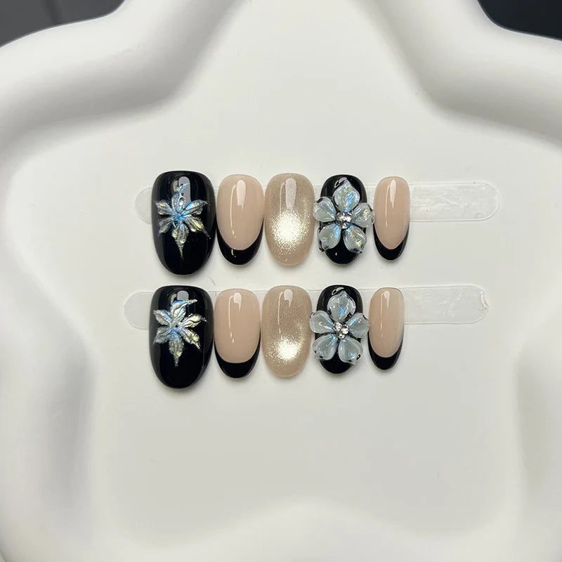 Press-On Nails 3D Floral Easy Application
