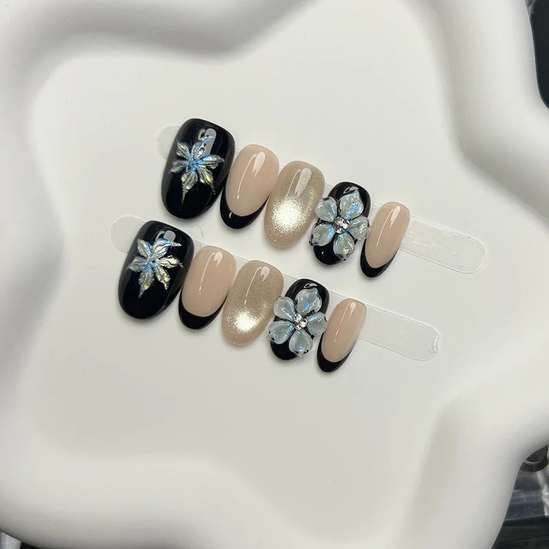 Press-On Nails 3D Floral Easy Application