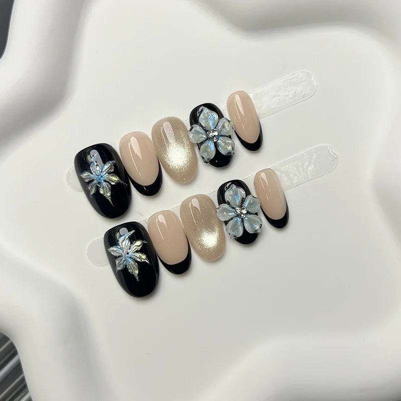 Press-On Nails 3D Floral Easy Application