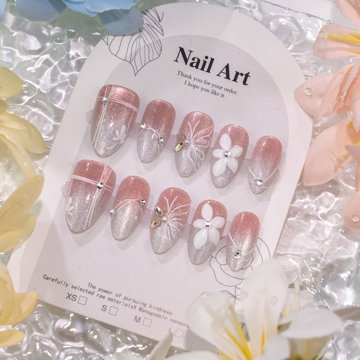 Press-On Nails 3D Floral Easy Application & Comfort Fit