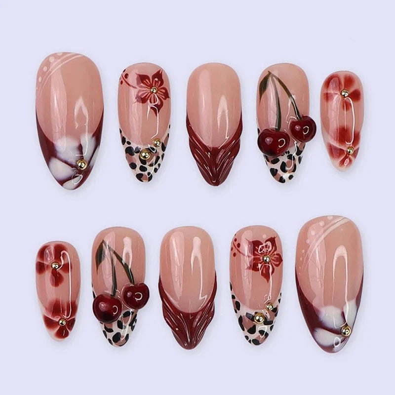 Press-On Nails 3D Floral Easy Application Multiple Sizes