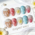 Press-On Nails 3D Floral Easy Application & Reusable
