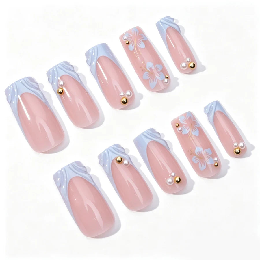 Press-On Nails 3D Floral Glossy Multiple Sizes