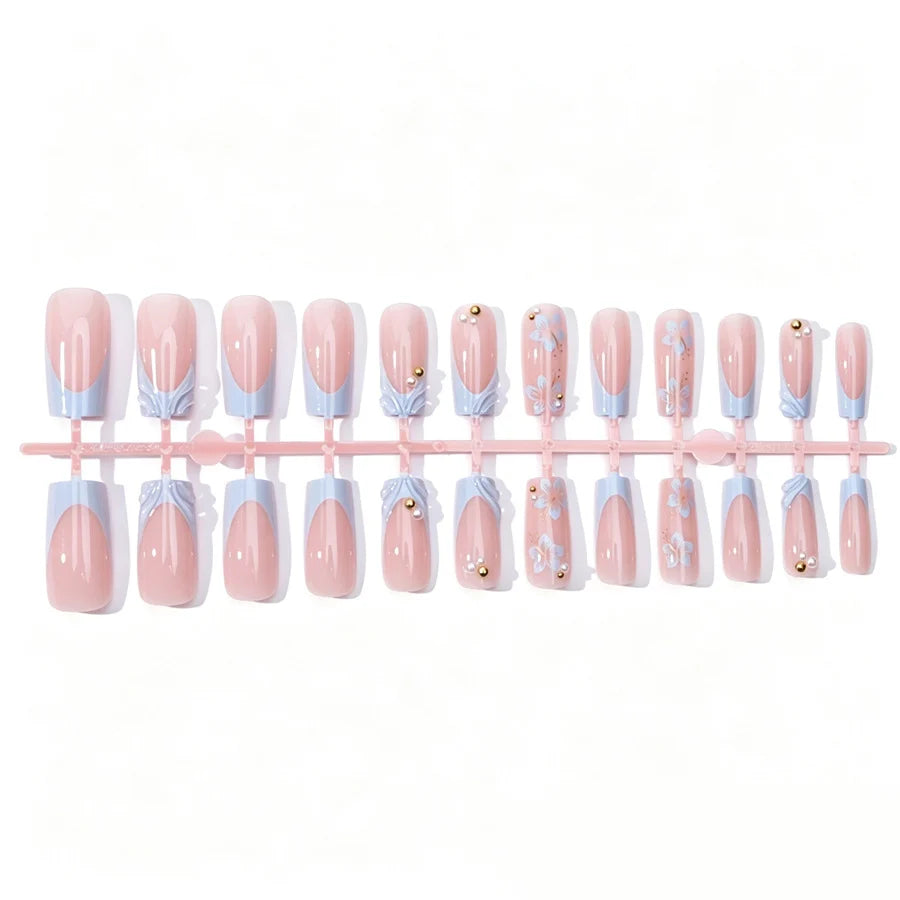Press-On Nails 3D Floral Glossy Multiple Sizes