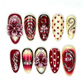 Press-On Nails 3D Floral No Glue Long-Lasting