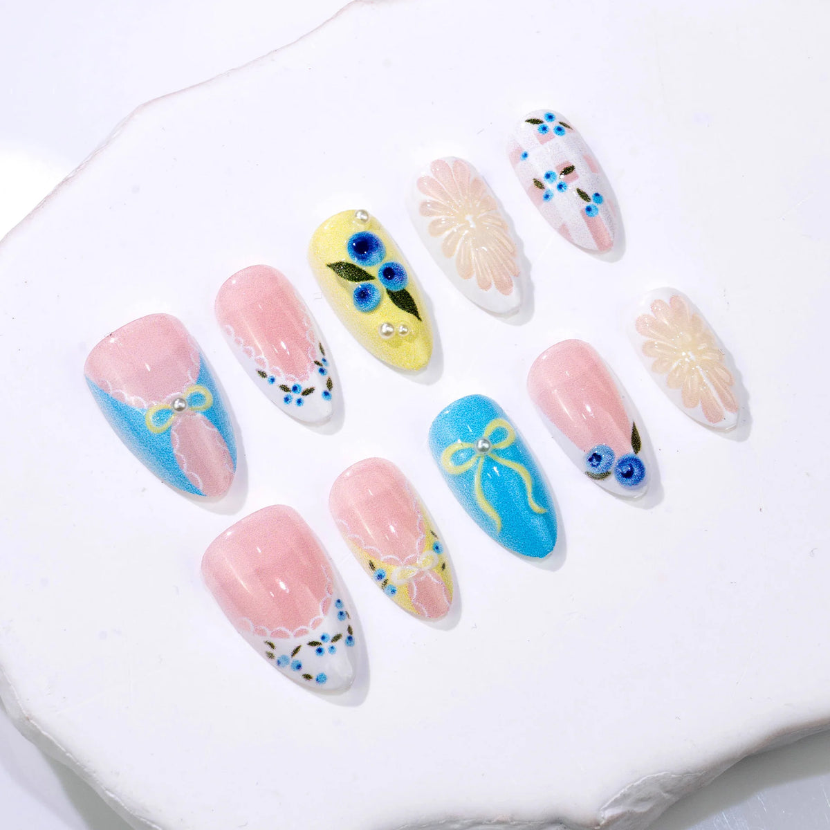 Press-On Nails 3D Floral Peel-And-Stick Salon Finish