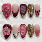 Press-On Nails 3D Floral Peel & Stick Reusable