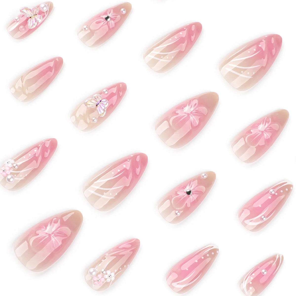 Press-On Nails 3D Floral Reusable & Easy Application