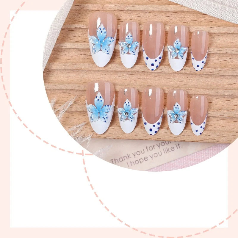 Press-On Nails 3D Floral Reusable & Long-Lasting