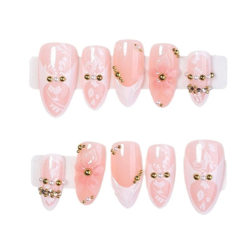 Press-On Nails 3D Floral Reusable & Long-Lasting