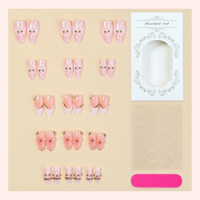 Press-On Nails 3D Floral Reusable & Long-Lasting