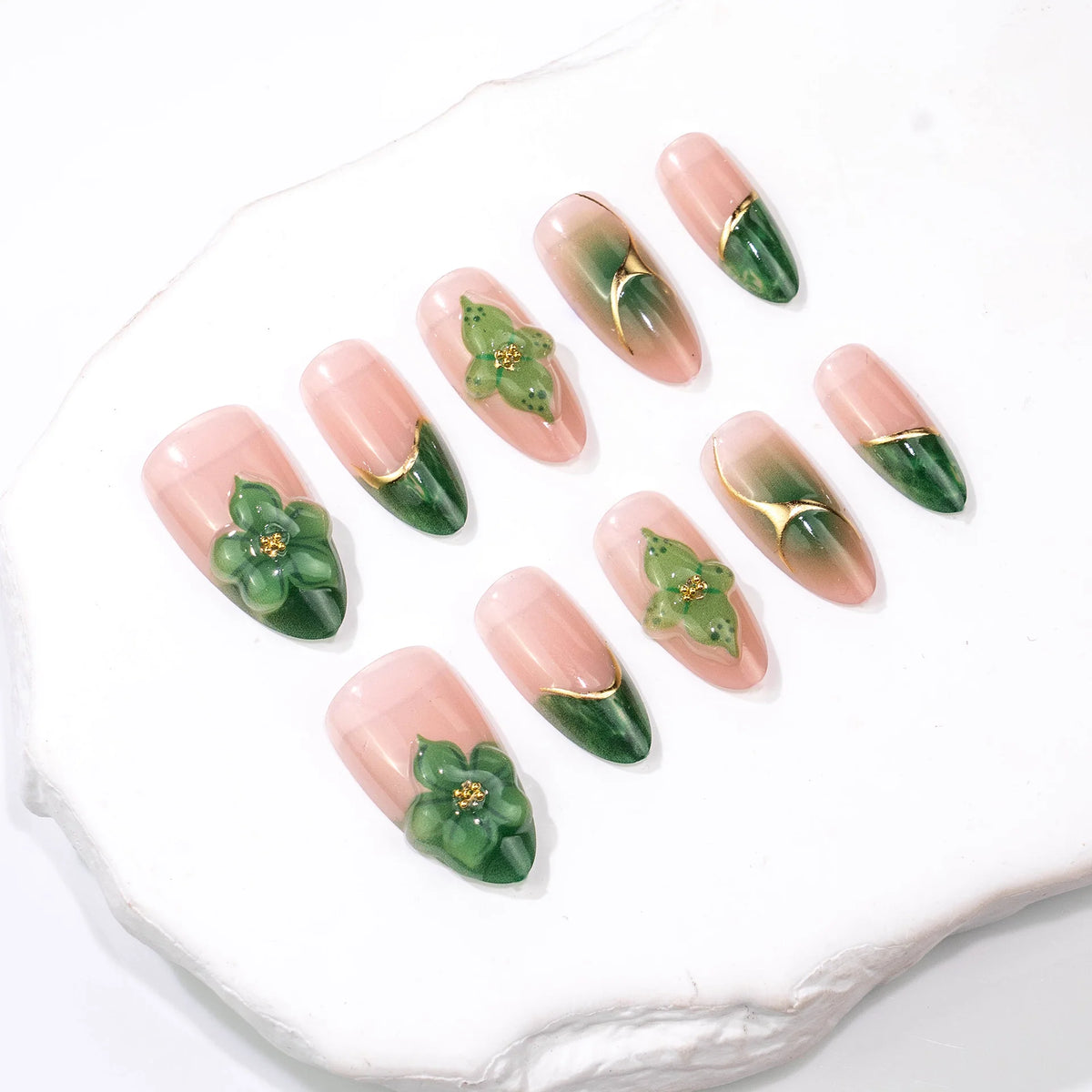 Press-On Nails 3D Floral Reusable Multiple Sizes