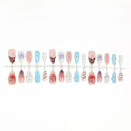 Press-On Nails 3D Floral & Seashell Accents Reusable Non-Toxic