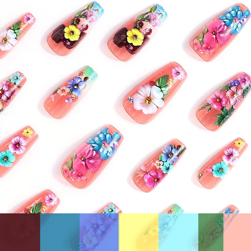 Press-On Nails 3D Floral Set of 24