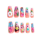 Press-On Nails 3D Floral Set of 24