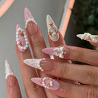 Press-On Nails 3D Floral Stiletto Set of 12