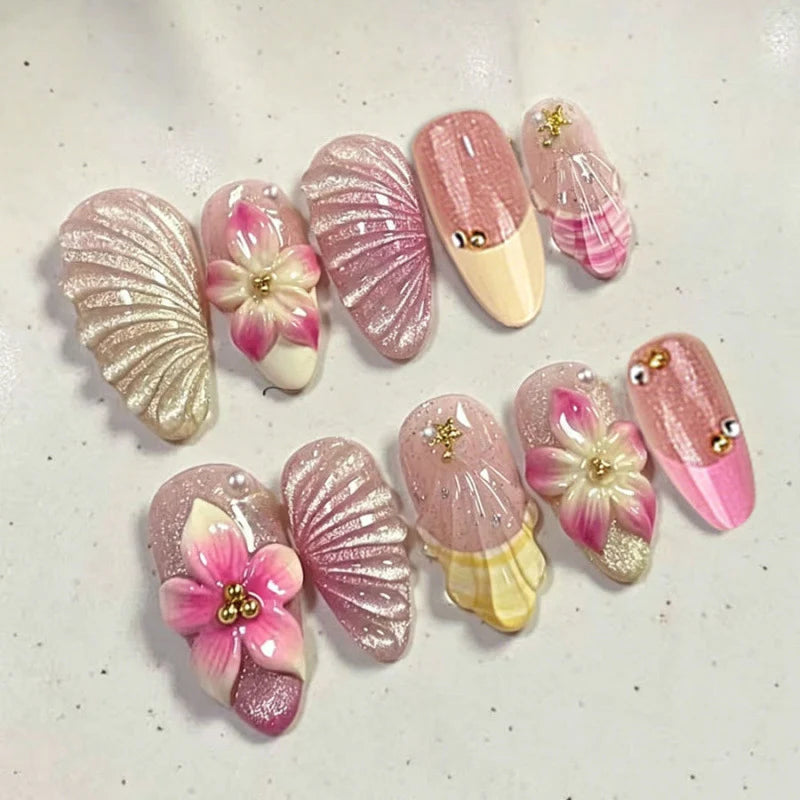 Press-On Nails 3D Floral Strong Hold