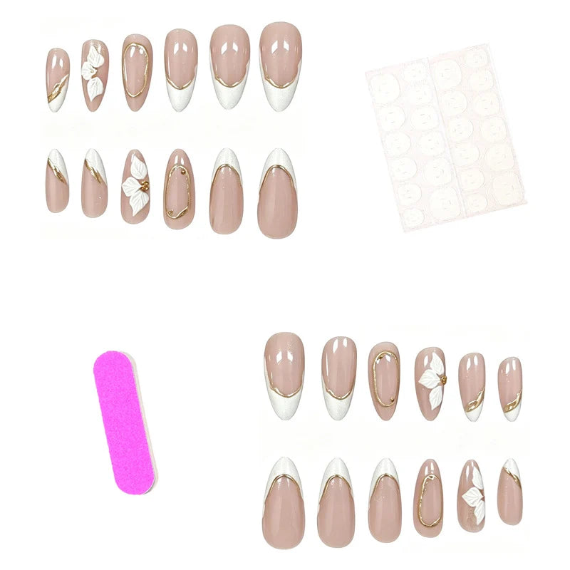 Press-On Nails 3D Floral Turquoise Set of 24