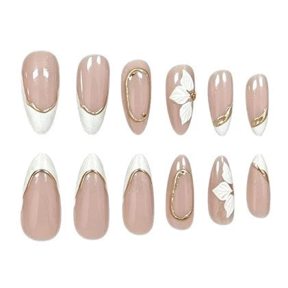 Press-On Nails 3D Floral Turquoise Set of 24
