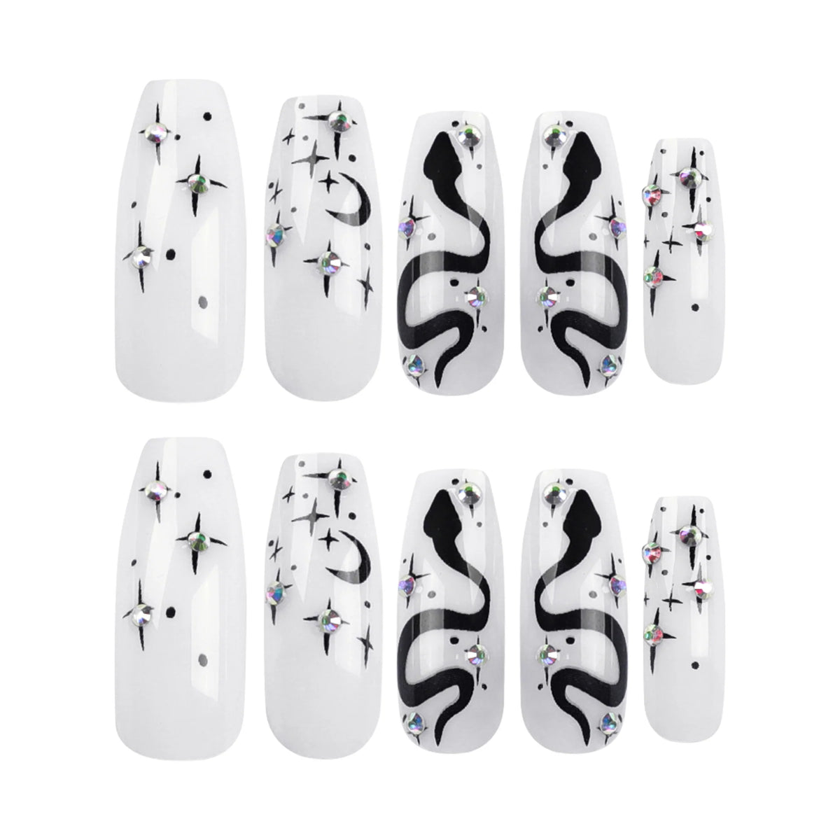 Press-On Nails 3D Glitter Long-Lasting Gel