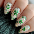 Press-On Nails 3D Shamrock & Gold Accents Self-Adhesive