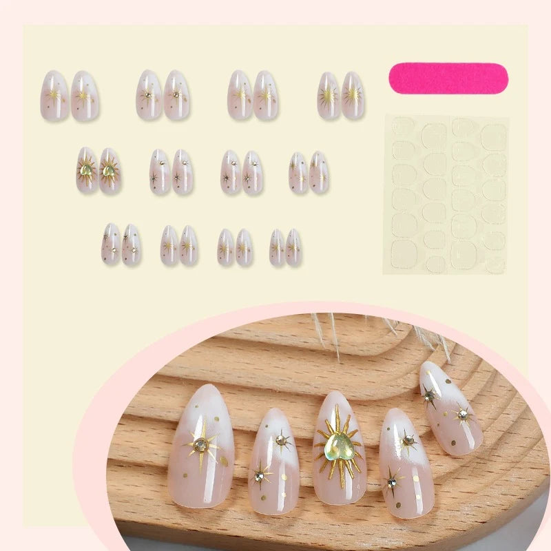 Press-On Nails 3D Stars & Glitter Self-Adhesive & Reusable