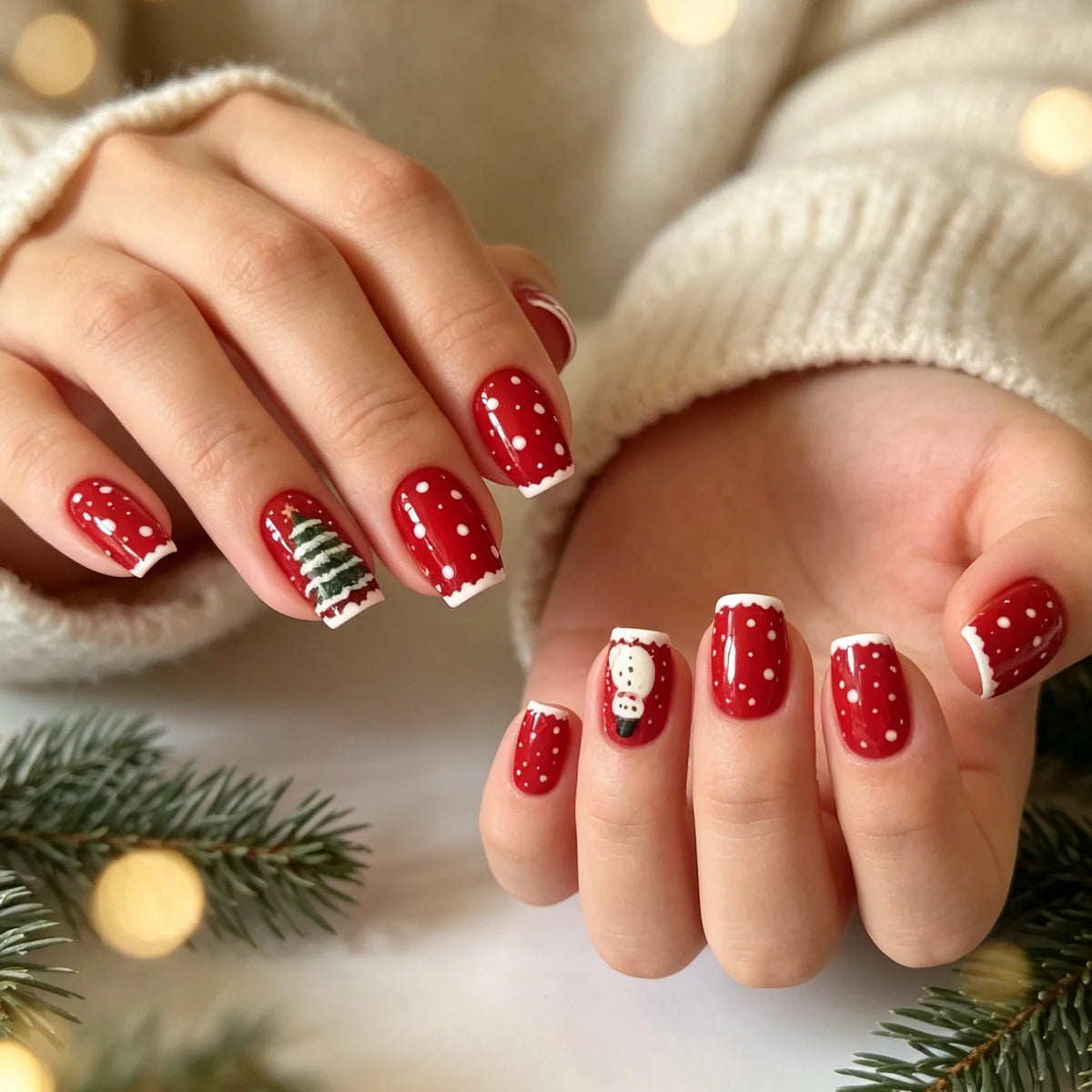 Press-On Nails Acrylic Christmas Designs Set of 24