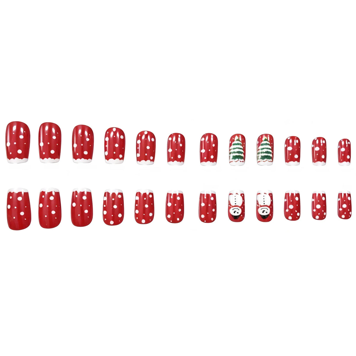 Press-On Nails Acrylic Christmas Designs Set of 24