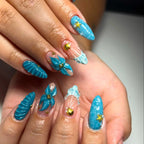 Press-On Nails Acrylic Dark Green Marble