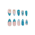Press-On Nails Acrylic Dark Green Marble